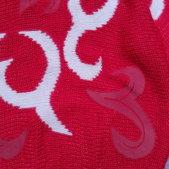 Firery flames red white suede knit vintage sweater - Picture 9 of 9